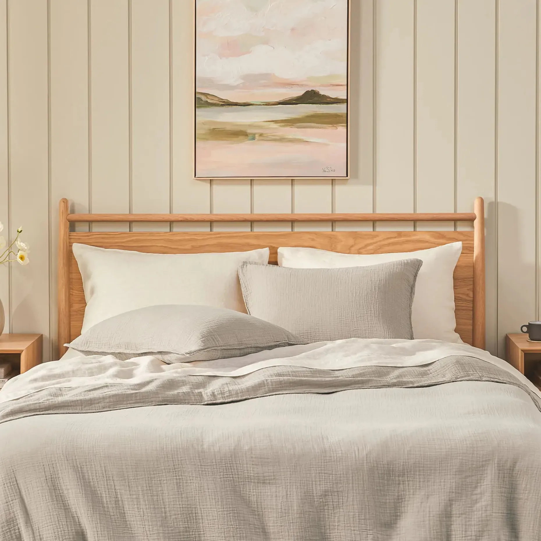 Leni Queen Cotton Gauze Duvet Cover - Taupe