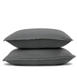 Leni Standard Cotton Gauze Sham Set - Charcoal
