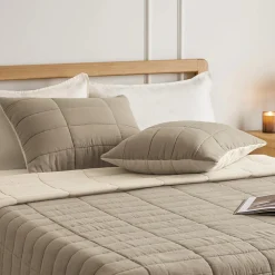 Leni Standard Cotton Gauze Sham Set - Duo Taupe