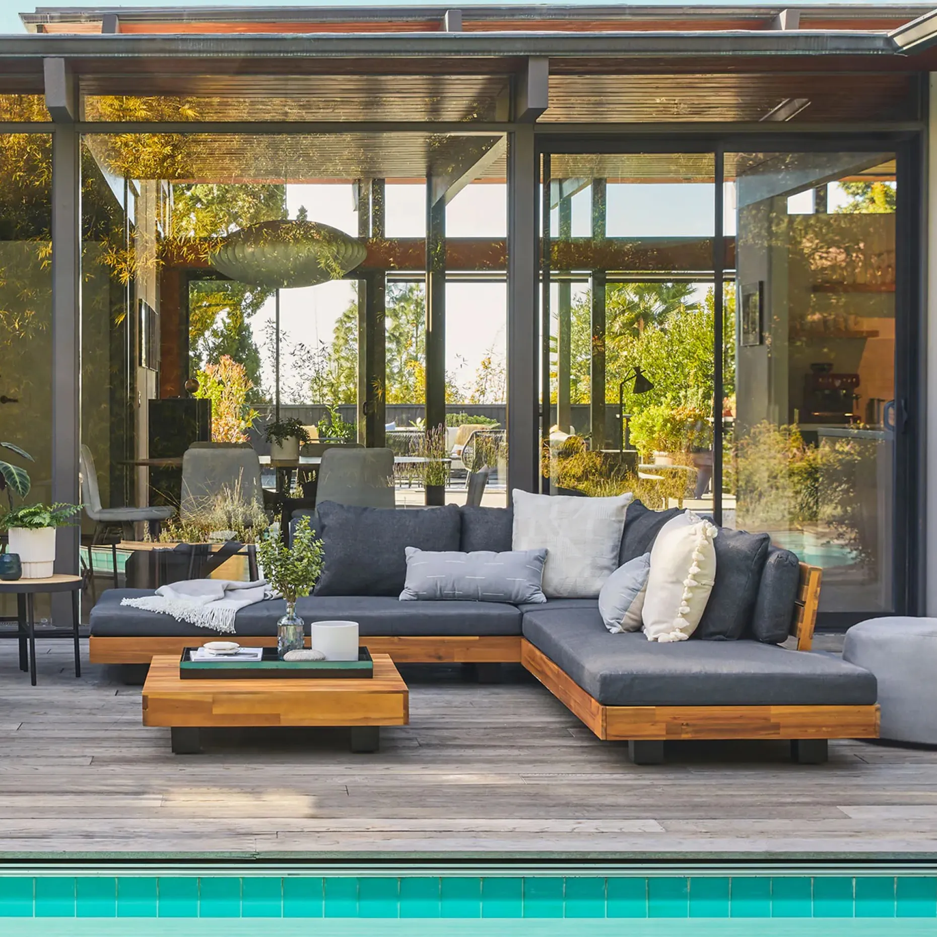 Lubek 32.5" Outdoor Coffee Table - Tuscan Brown