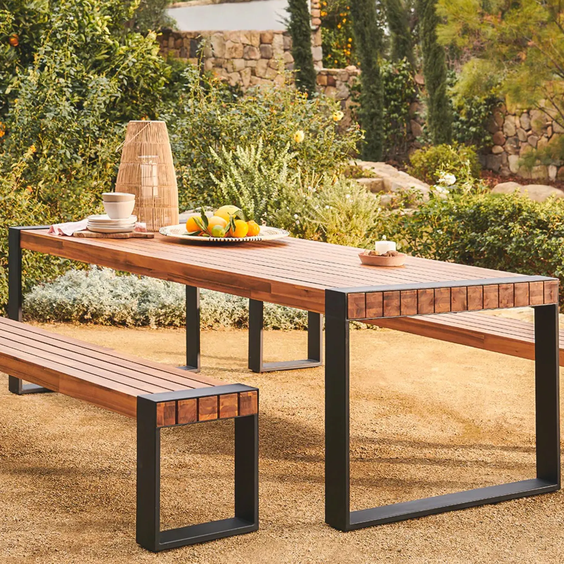 Lubek 94.5" Outdoor Dining Set - Tuscan Brown
