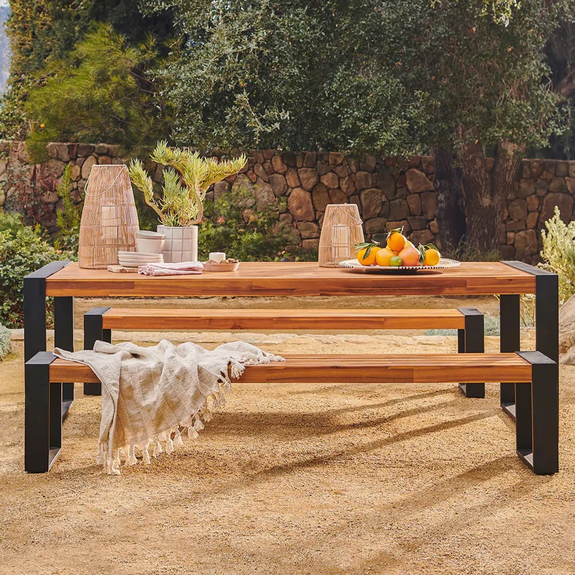 Lubek 94.5" Outdoor Dining Set - Tuscan Brown