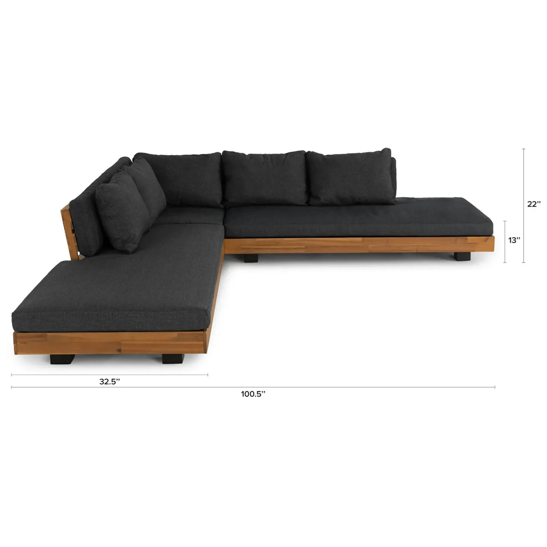 Lubek 100.5" Outdoor Low Corner Sectional Set - Slate Gray