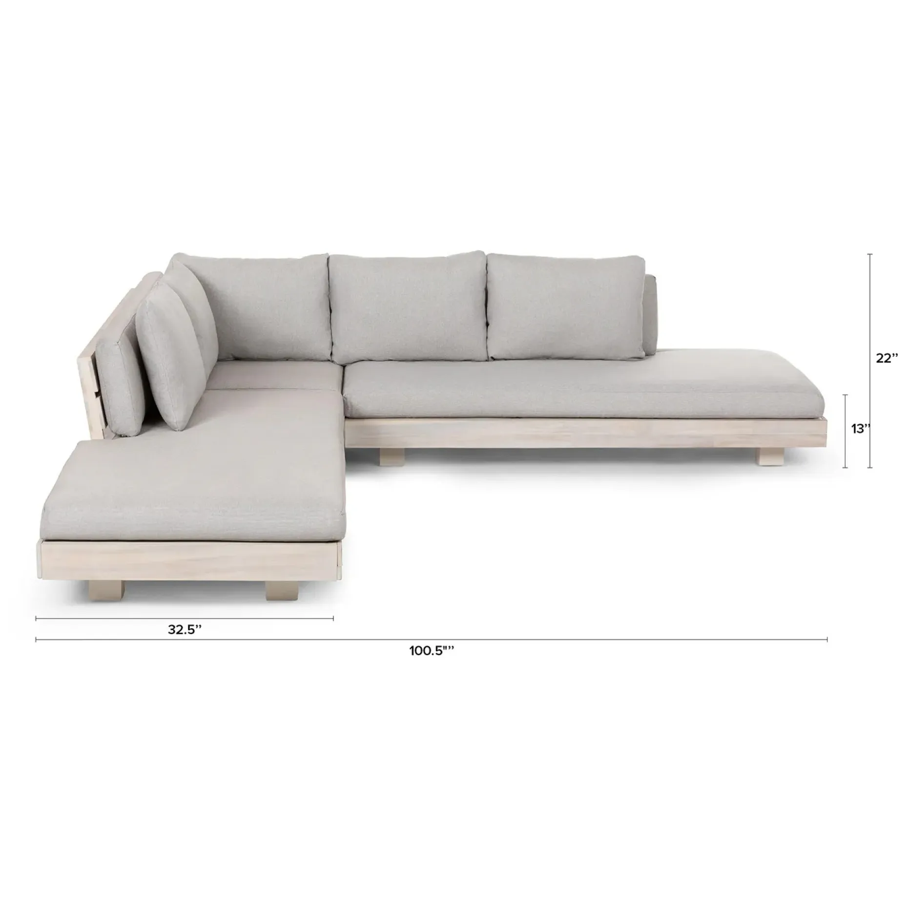 Lubek 100.5" Outdoor Low Corner Sectional Set - Beach Sand