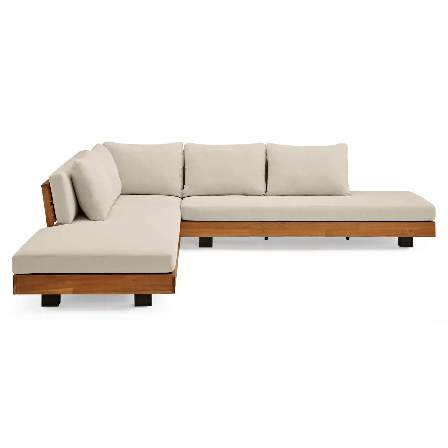 Lubek 100.5" Outdoor Low Corner Sectional - Dravite Ivory