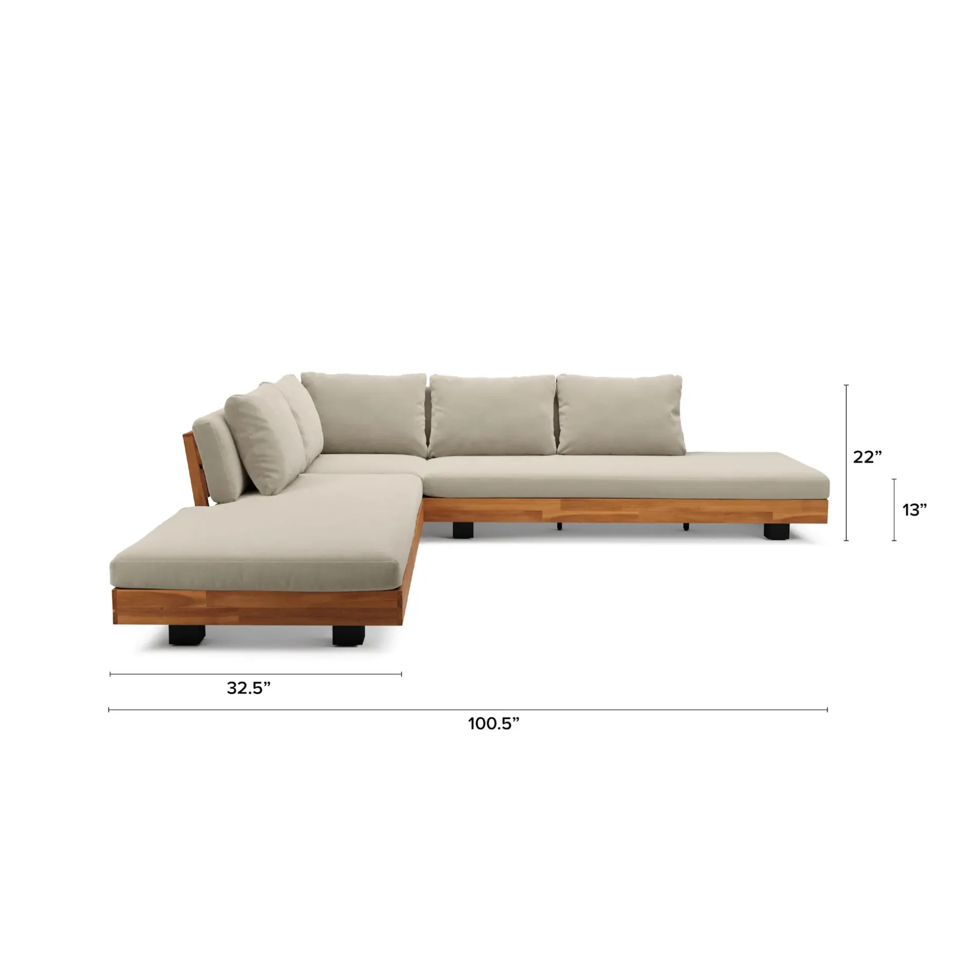 Lubek 100.5" Outdoor Low Corner Sectional - Dravite Ivory