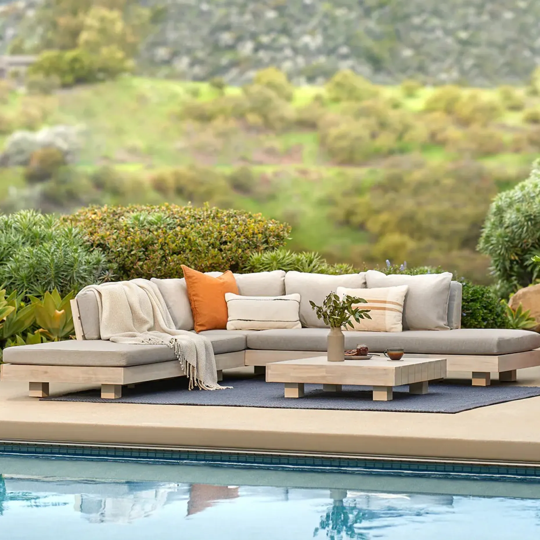 Lubek 100.5" Outdoor Low Corner Sectional - Beach Sand