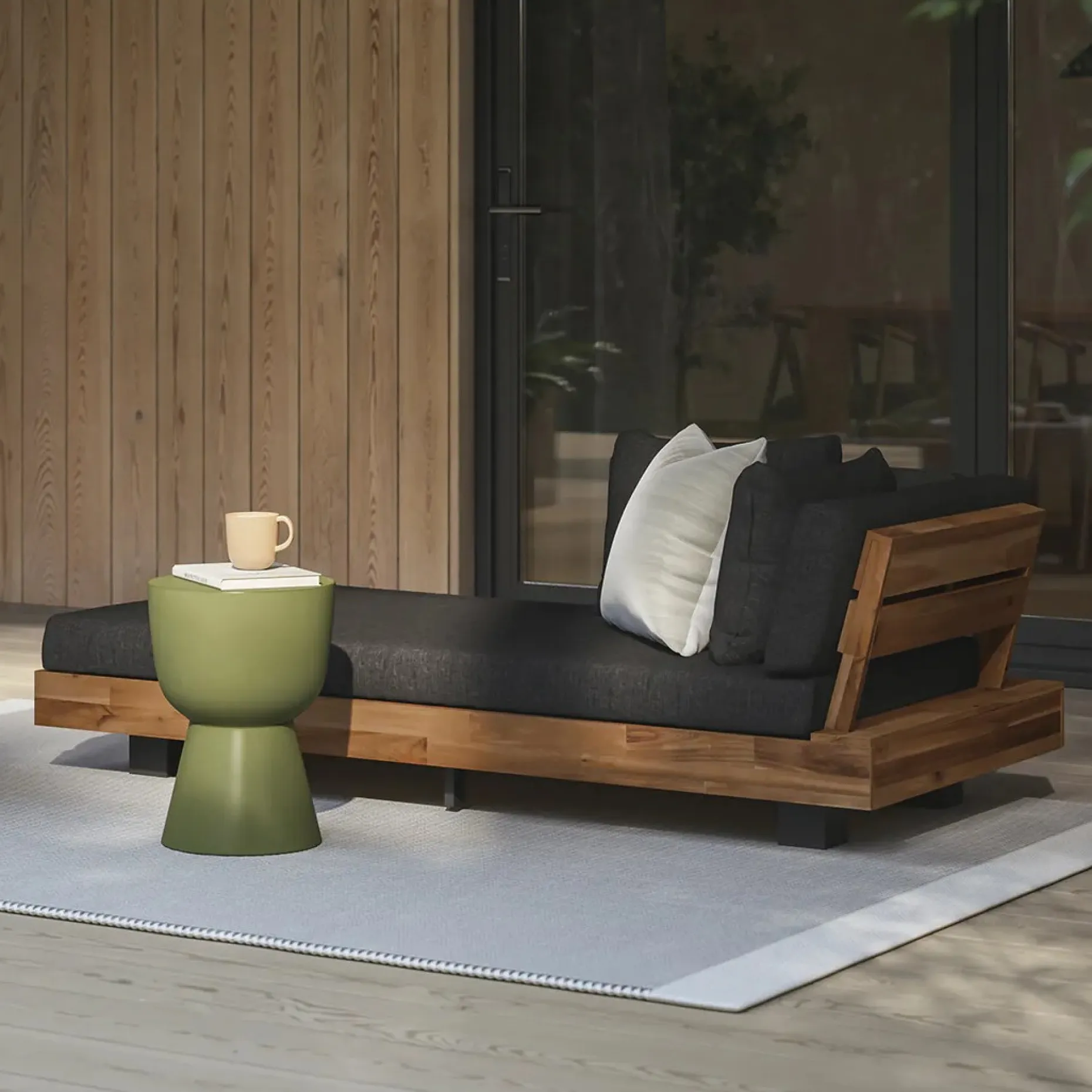 Lubek 69.25" Outdoor Low Left Chaise Lounge - Slate Gray