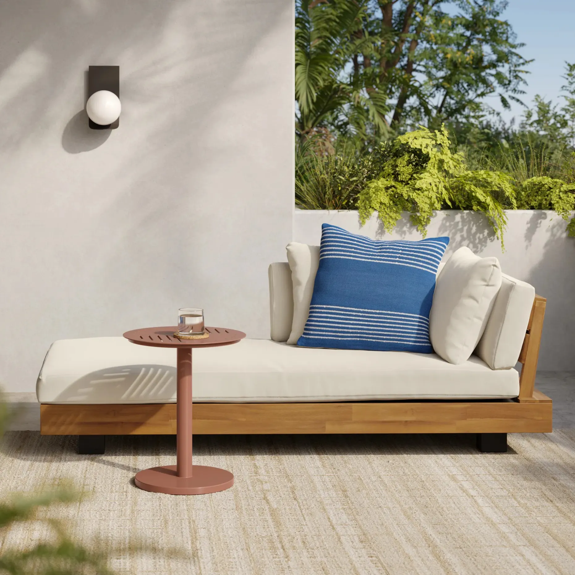 Lubek 69.25" Outdoor Low Left Chaise Lounge - Dravite Ivory