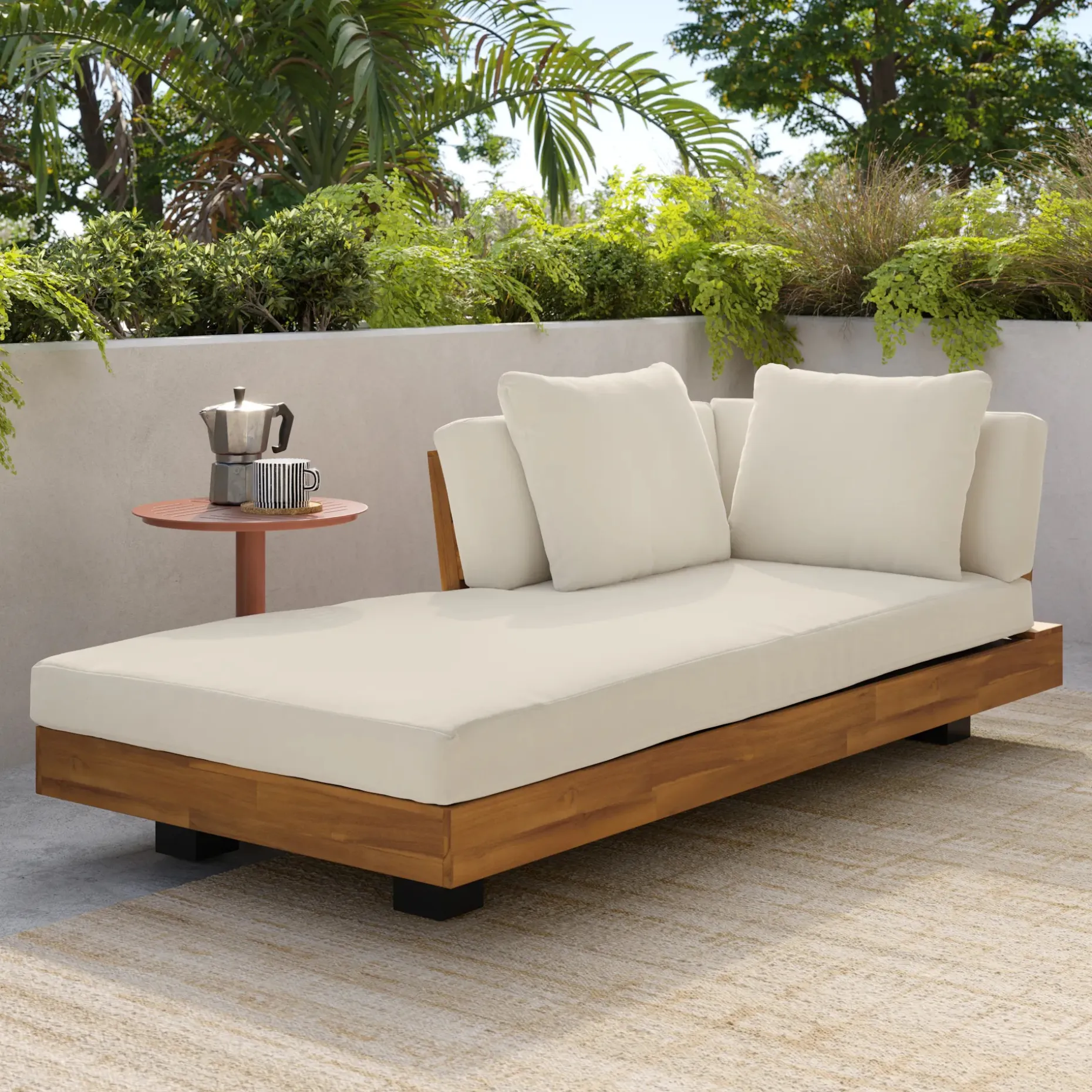 Lubek 69.25" Outdoor Low Left Chaise Lounge - Dravite Ivory