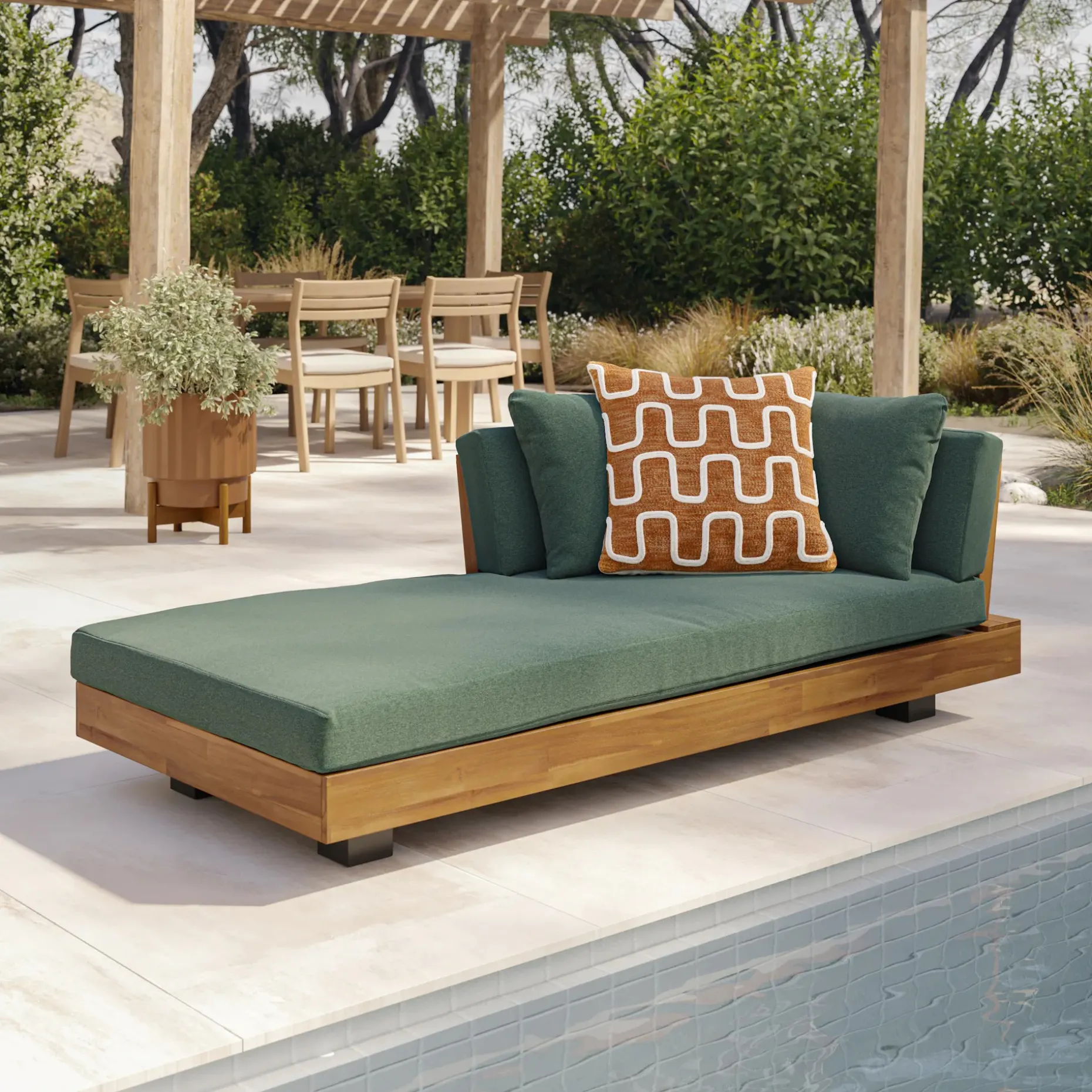 Lubek 69.25" Outdoor Low Left Chaise Lounge - Dravite Green