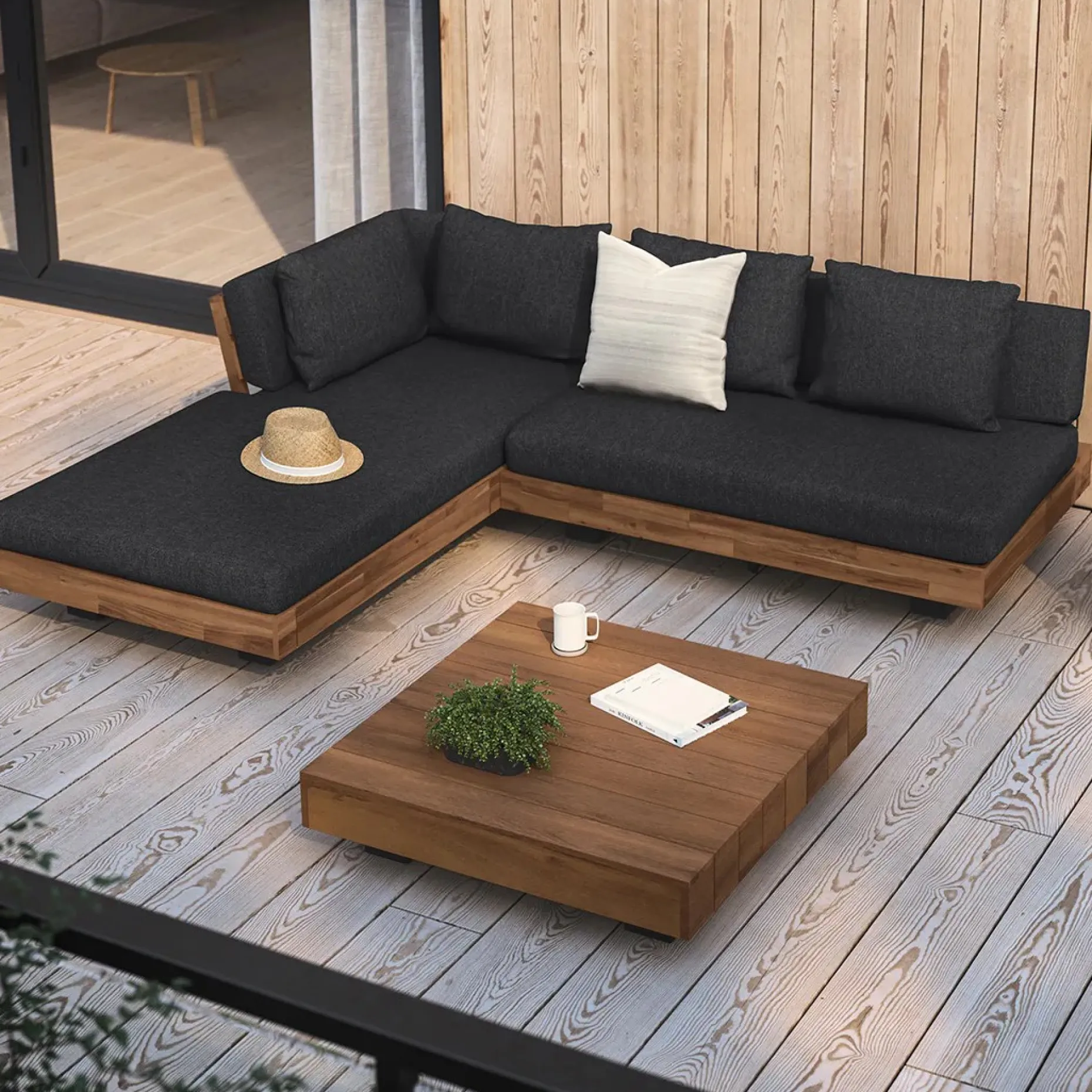 Lubek 82.5" Outdoor Low Left Sectional - Slate Gray