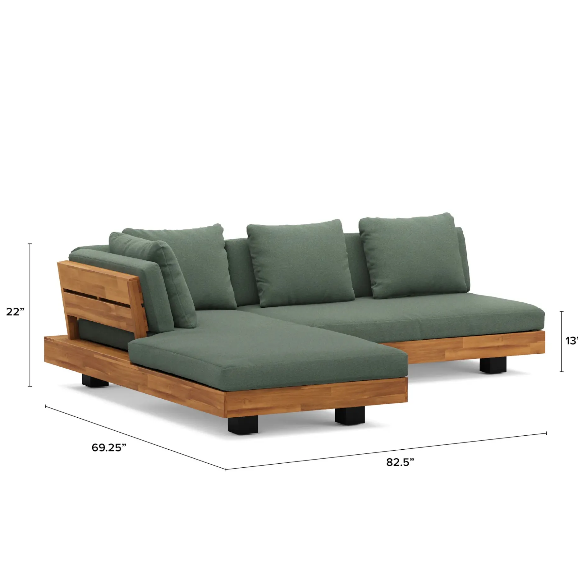 Lubek 82.5" Outdoor Low Left Sectional - Dravite Green