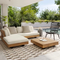 Lubek 82.5" Outdoor Low Left Sectional - Dravite Ivory