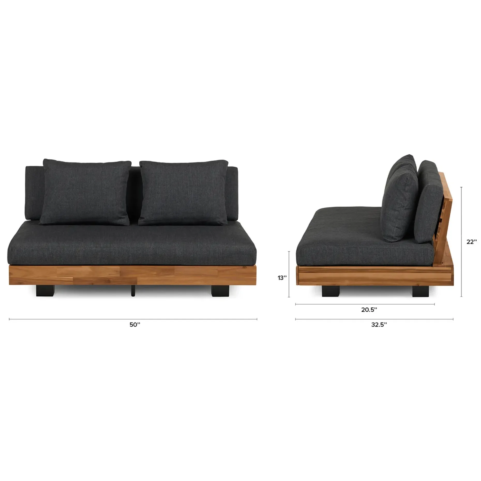Lubek 50" Outdoor Low Loveseat - Slate Gray