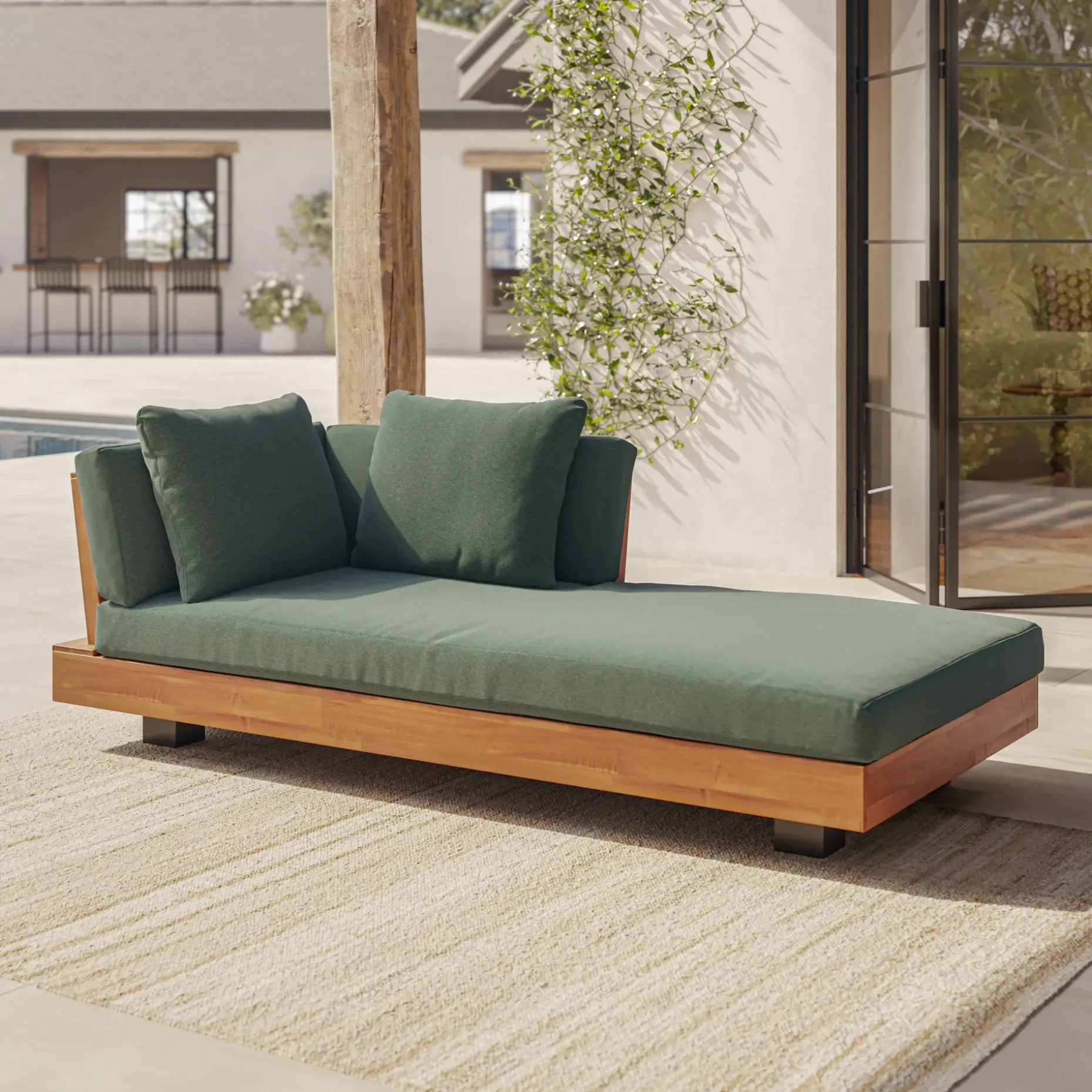 Lubek 69.25" Outdoor Low Right Chaise Lounge - Dravite Green