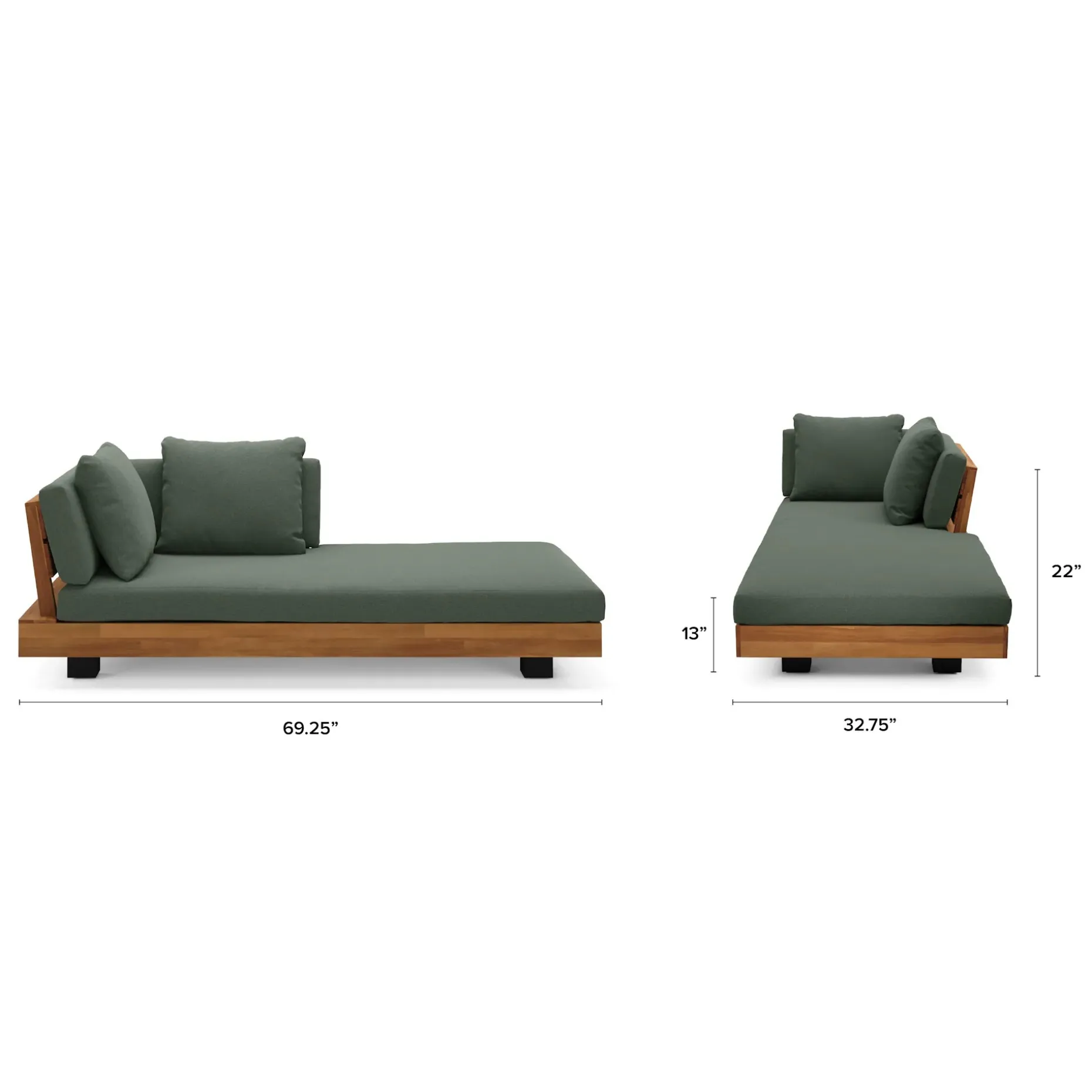 Lubek 69.25" Outdoor Low Right Chaise Lounge - Dravite Green