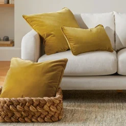 Lucca Velvet Small Pillow - Plush Yarrow Gold