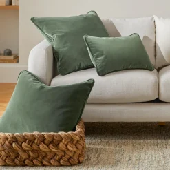 Lucca Velvet Small Pillow - Plush Pacific Green