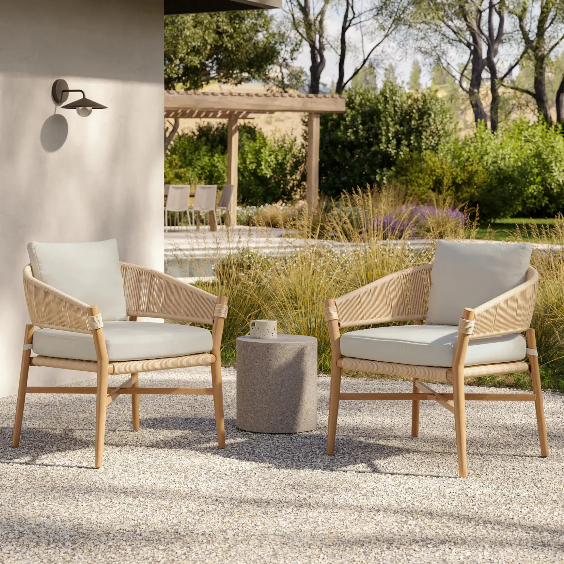 Makali 27" Outdoor Lounge Chair Set - Lily White