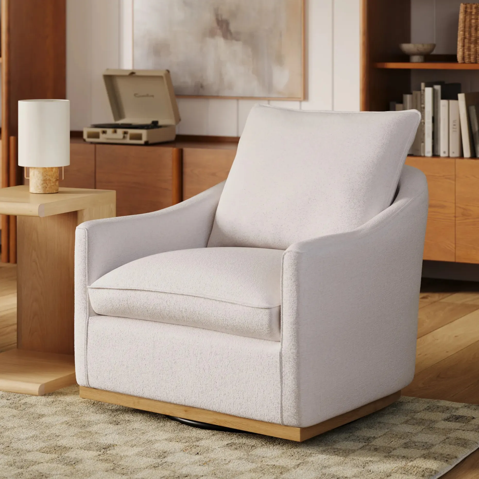 Mantle 34" Swivel Lounge Chair - Napa White