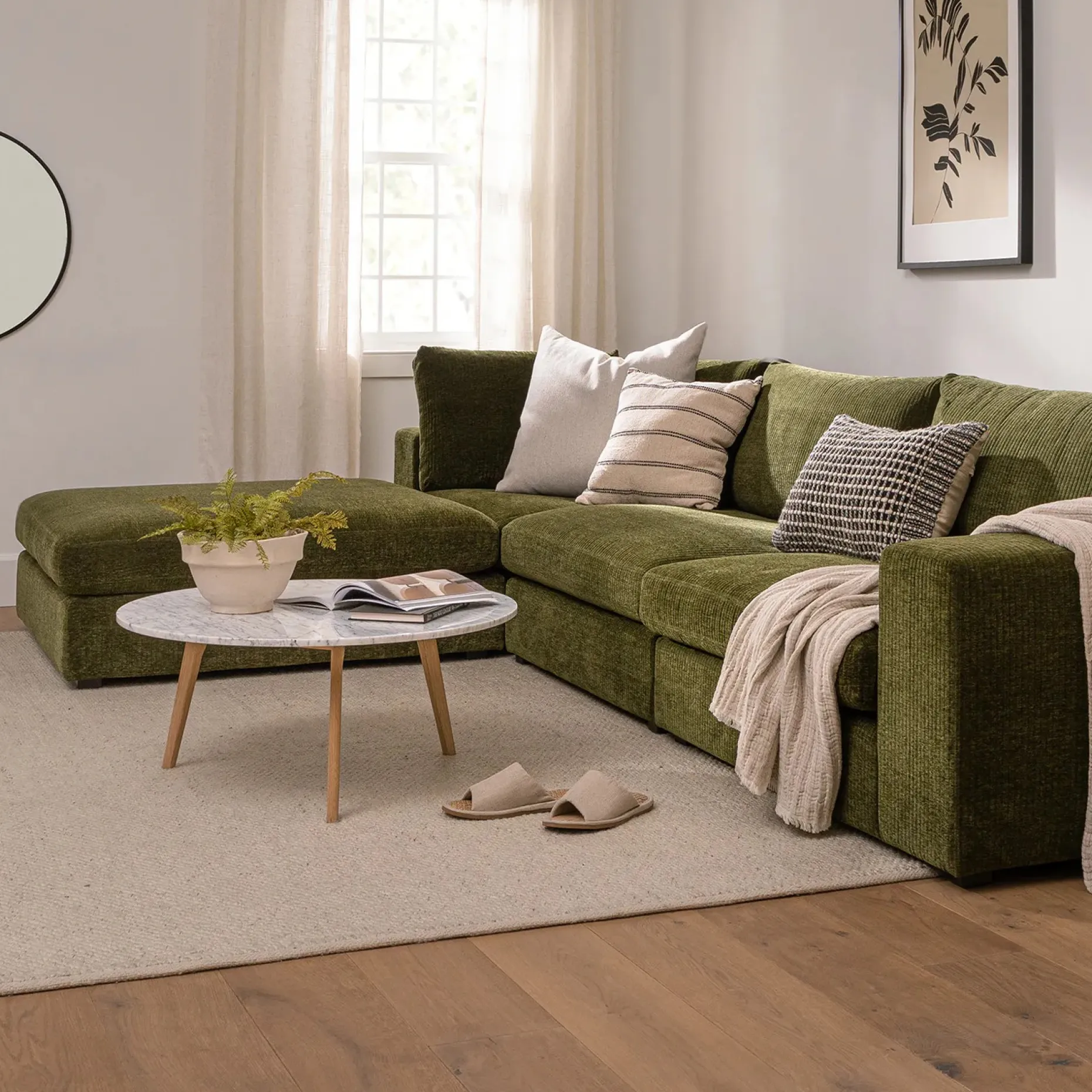 Mara 31.5" Marble Coffee Table - Oak