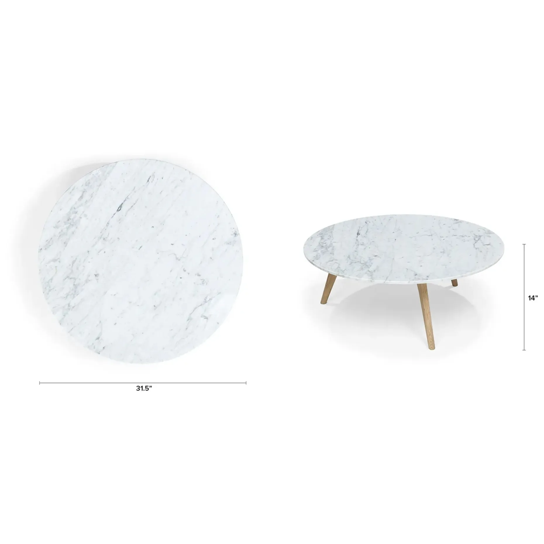 Mara 31.5" Marble Coffee Table - Oak