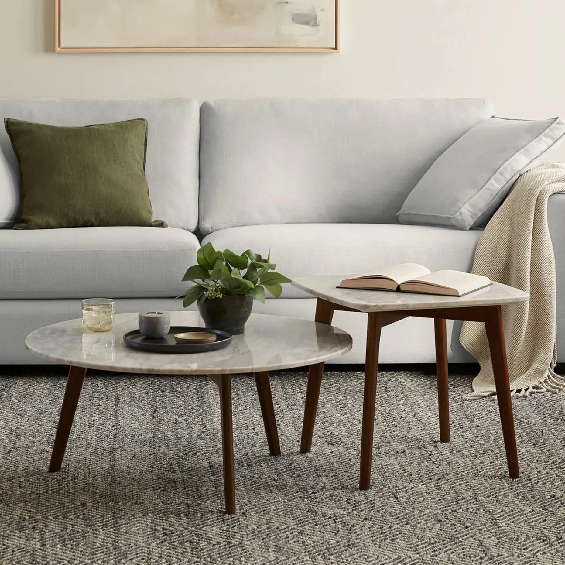 Mara 31.5" Marble Coffee Table - Walnut