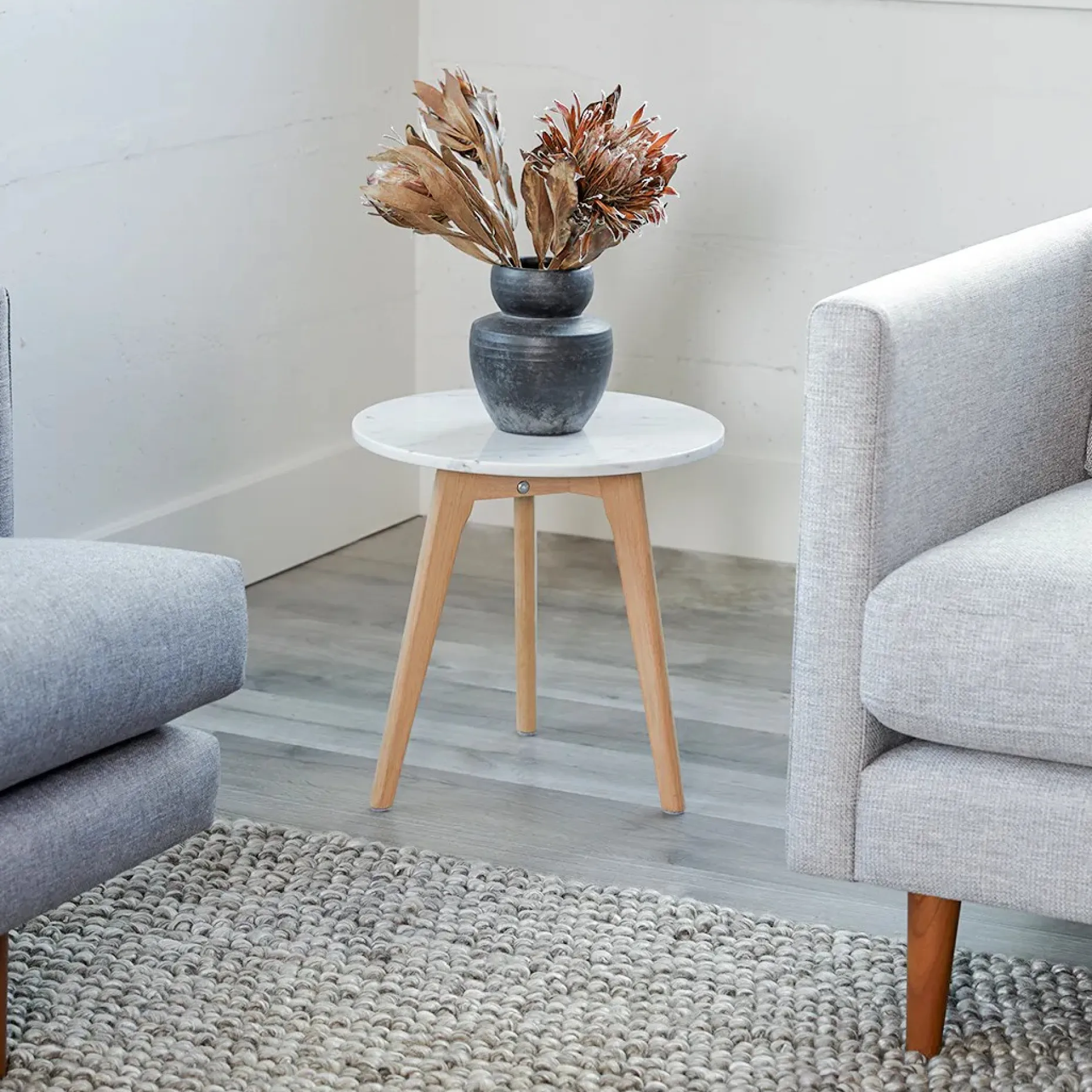 Mara Marble Side Table - Oak