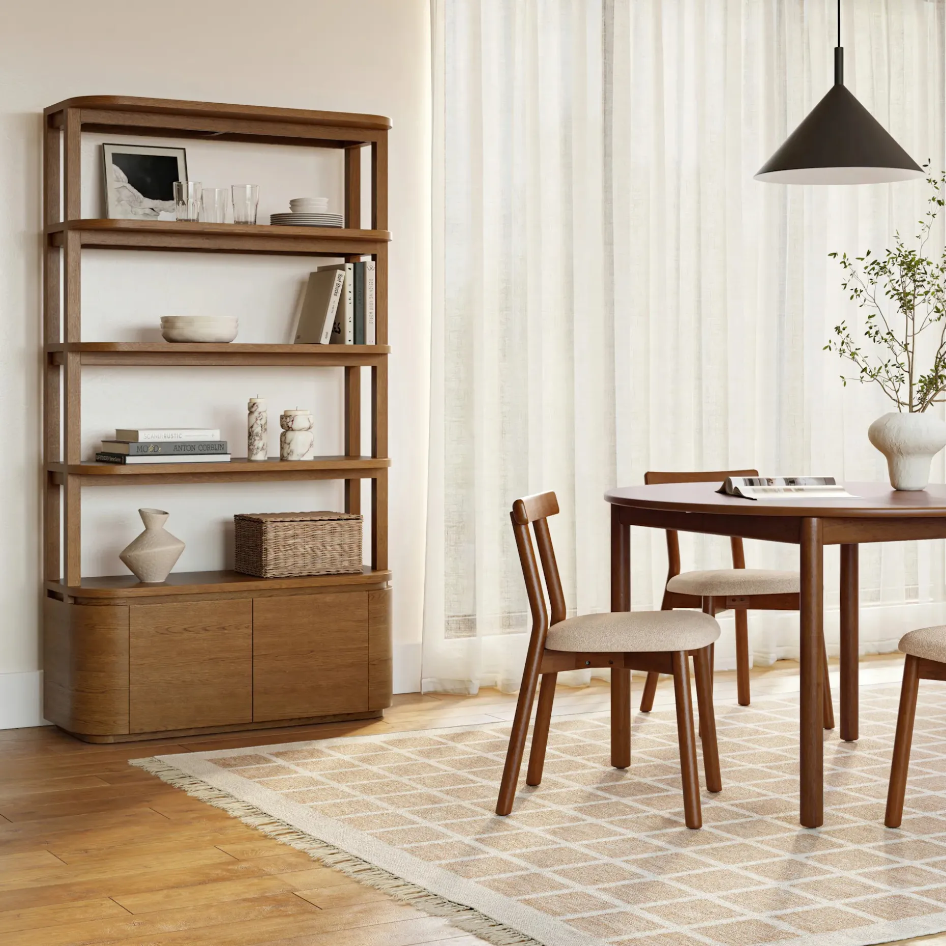 Maren 42" Shelving Unit with Storage - Smoked Oak