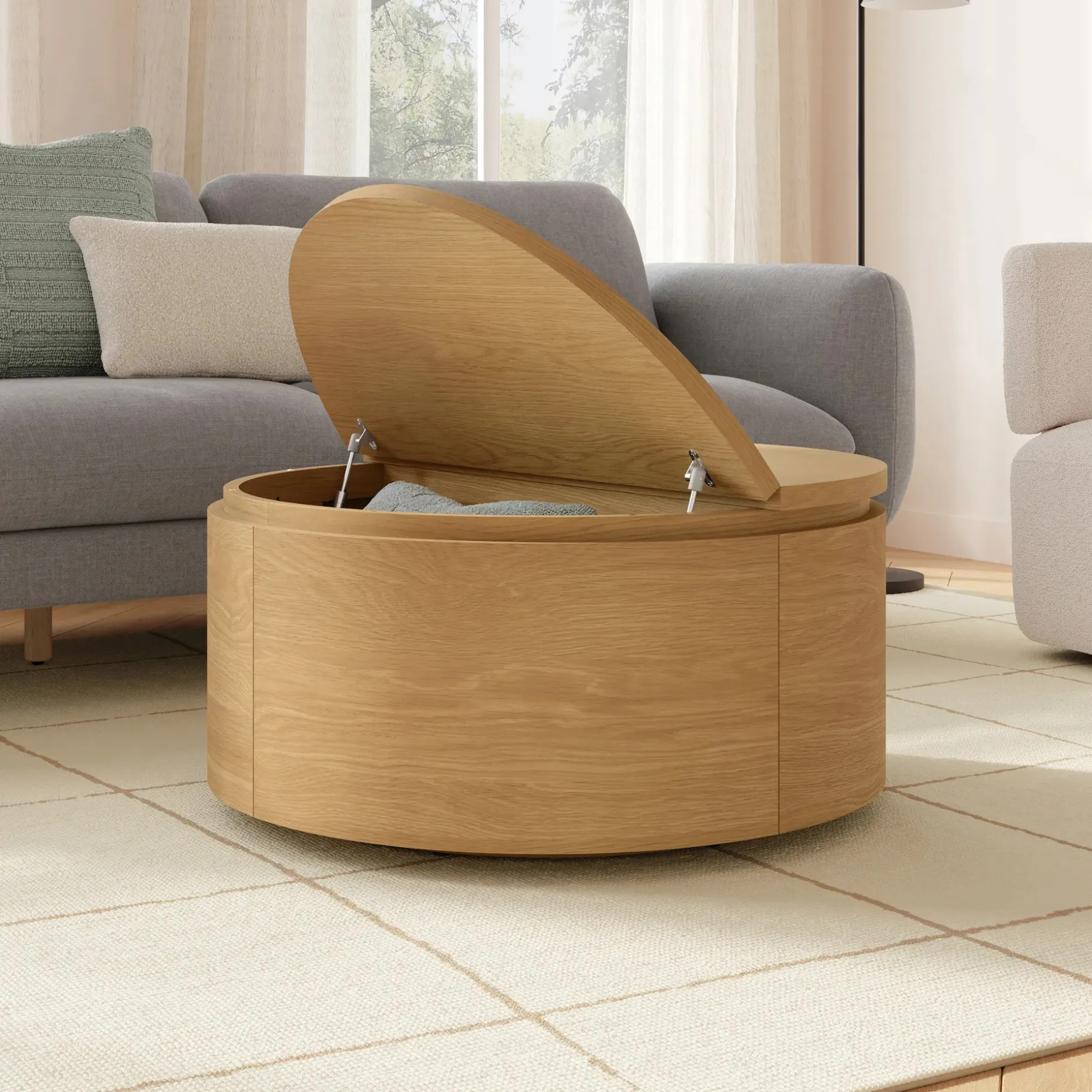 Maren 32" Storage Coffee Table - Natural Oak