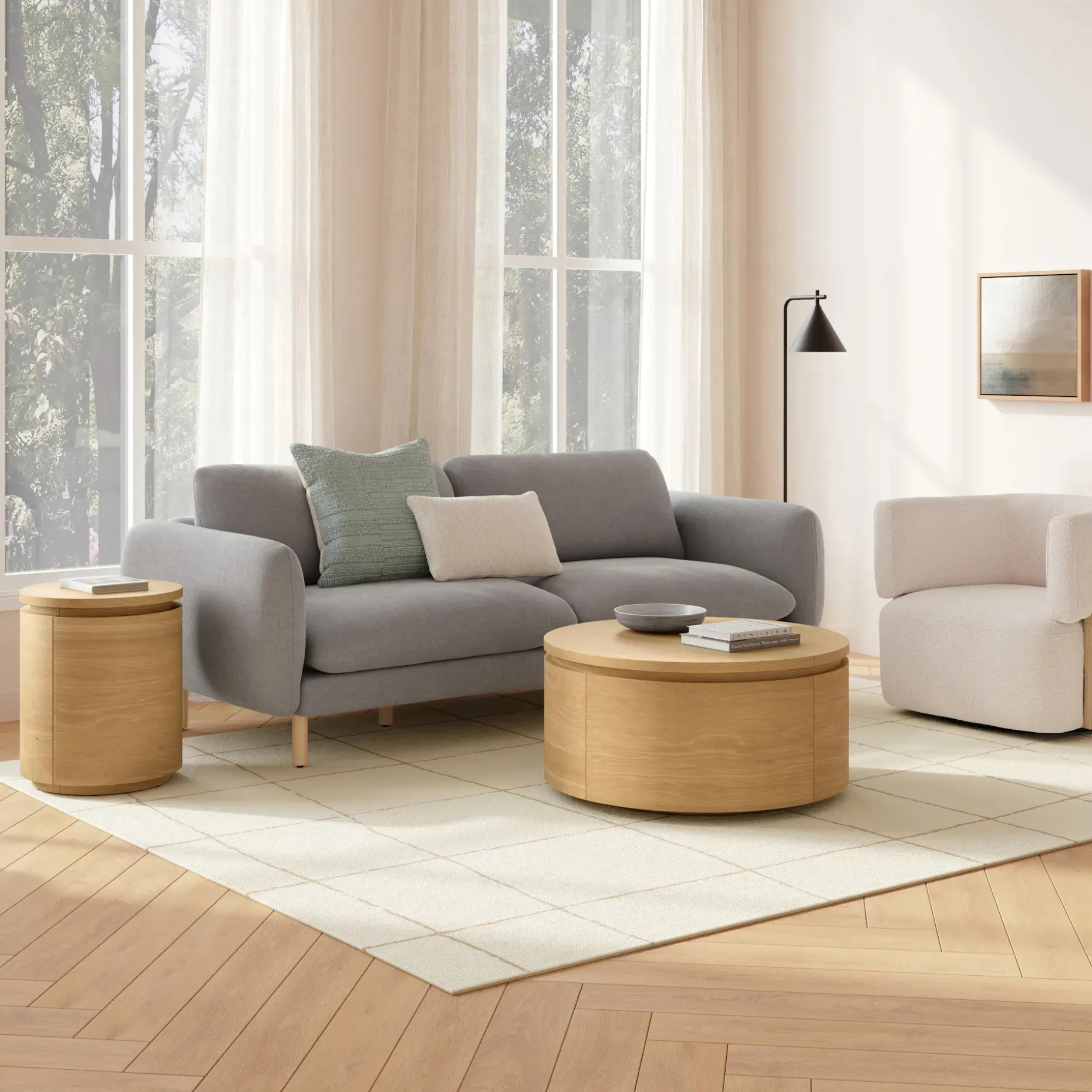 Maren Storage Side Table - Natural Oak