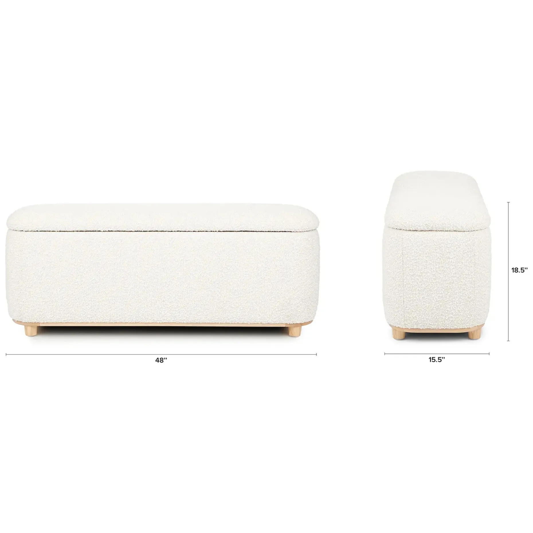 Maribo 48" Storage Ottoman - Ivory Bouclé