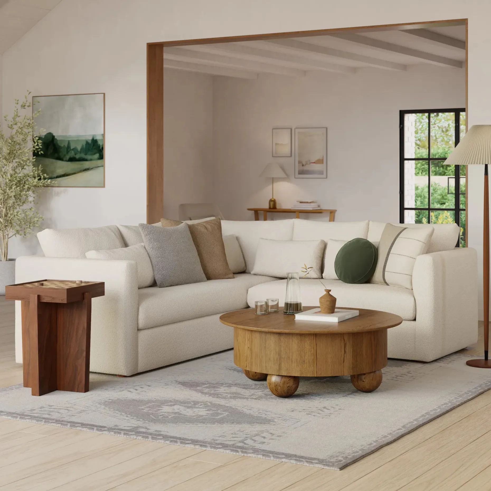 Marina 92" Corner Sectional - Ivory Wool Bouclé