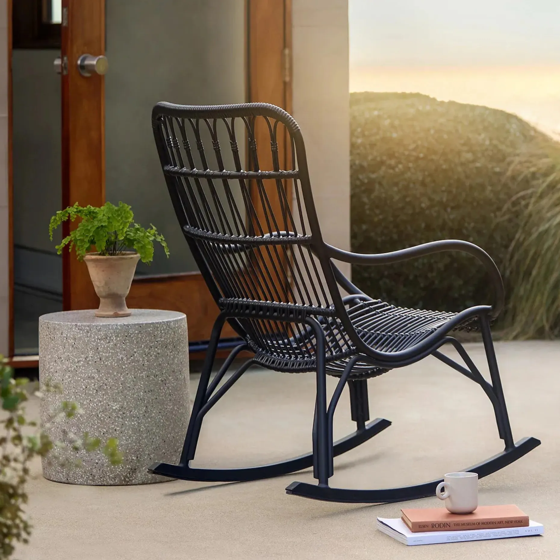 Medan 24.5" Outdoor Rocking Lounge Chair - Graphite