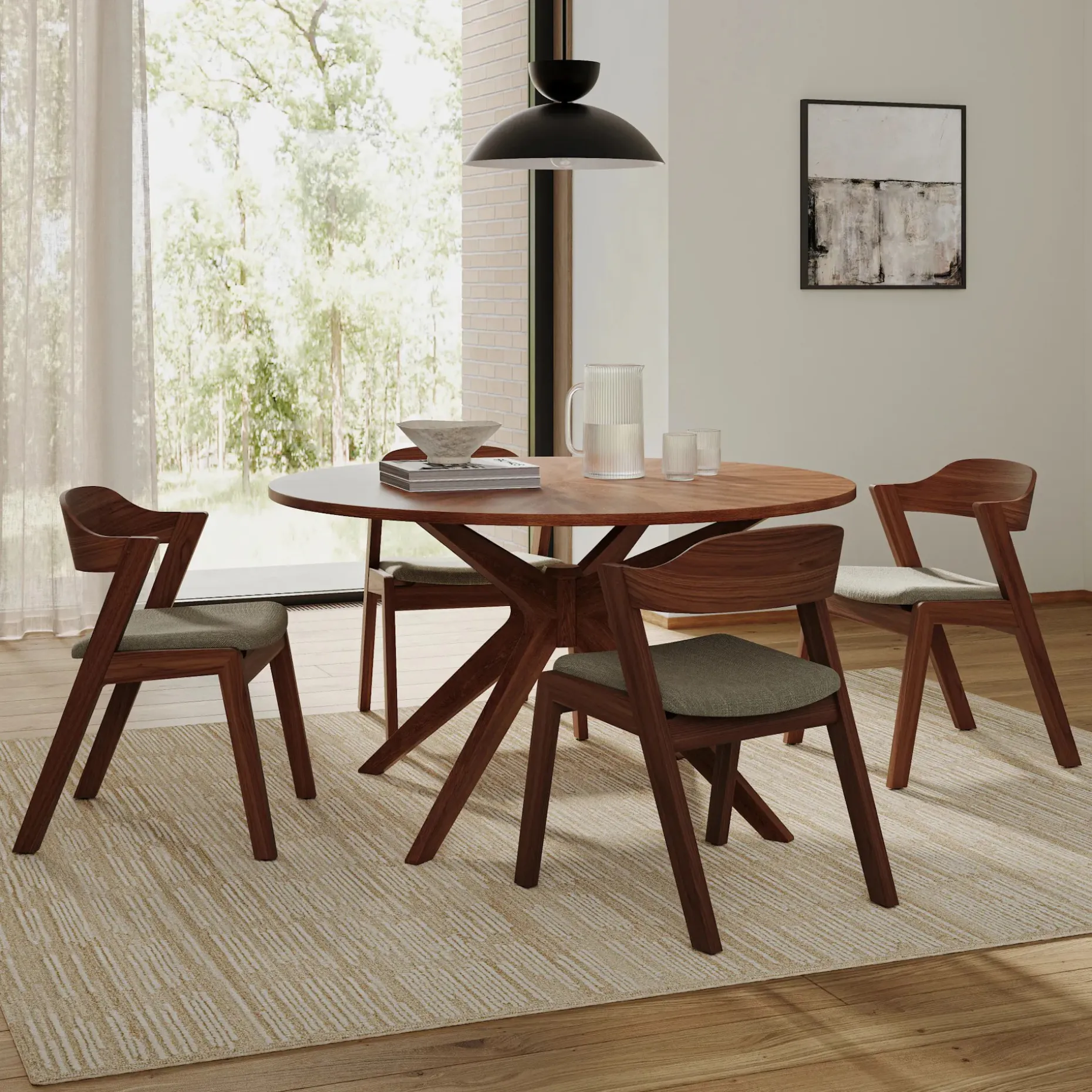 Meja Dining Chair - Walnut and Algonquin Green