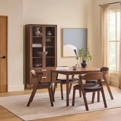 Meja Leather Dining Chair - Walnut and Oxford Black