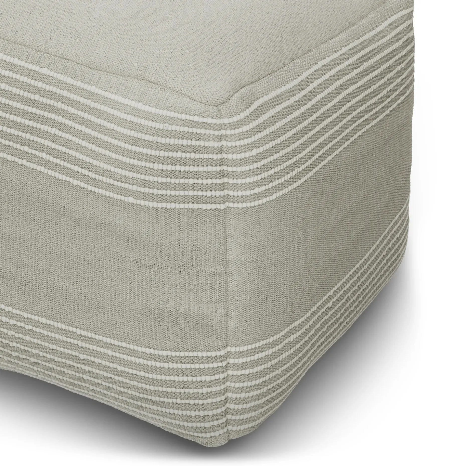 Mika 16" Indoor/Outdoor Pouf - Ridge Taupe