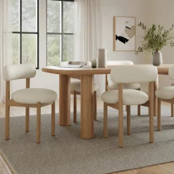 Munk Dining Chair - Smoked Oak and Sandstone Wool Bouclé