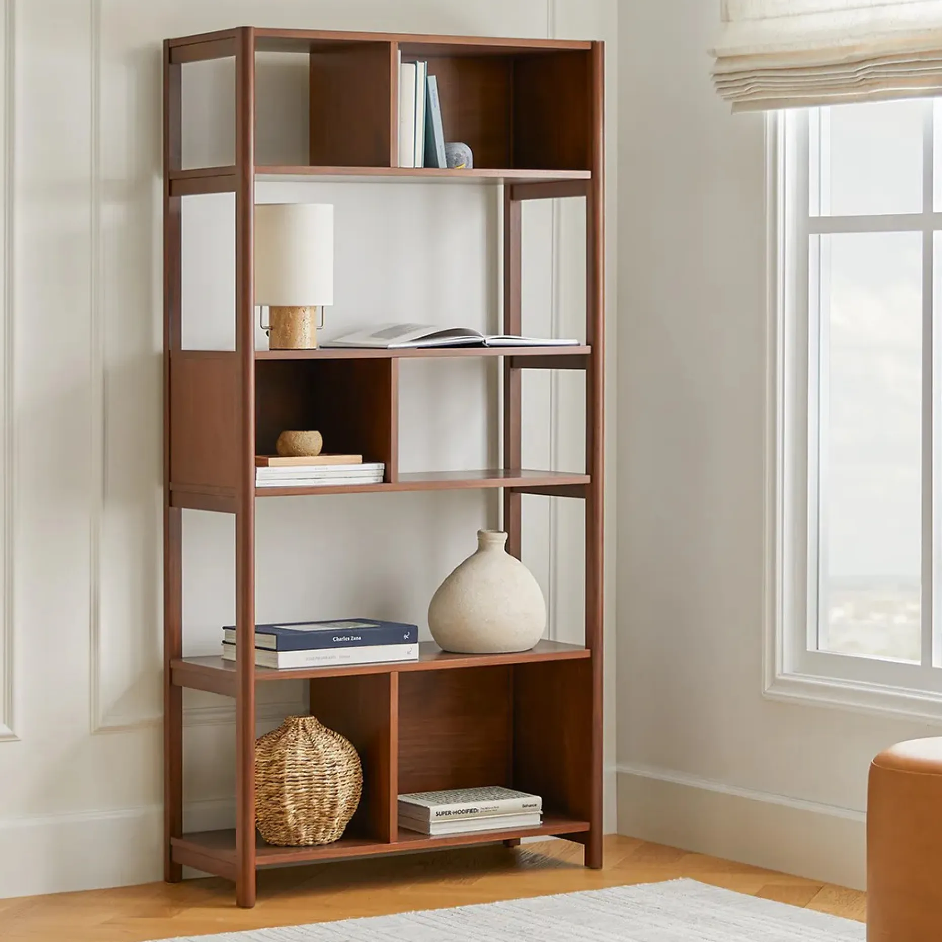Mysen 34" Bookcase, Tall - Walnut
