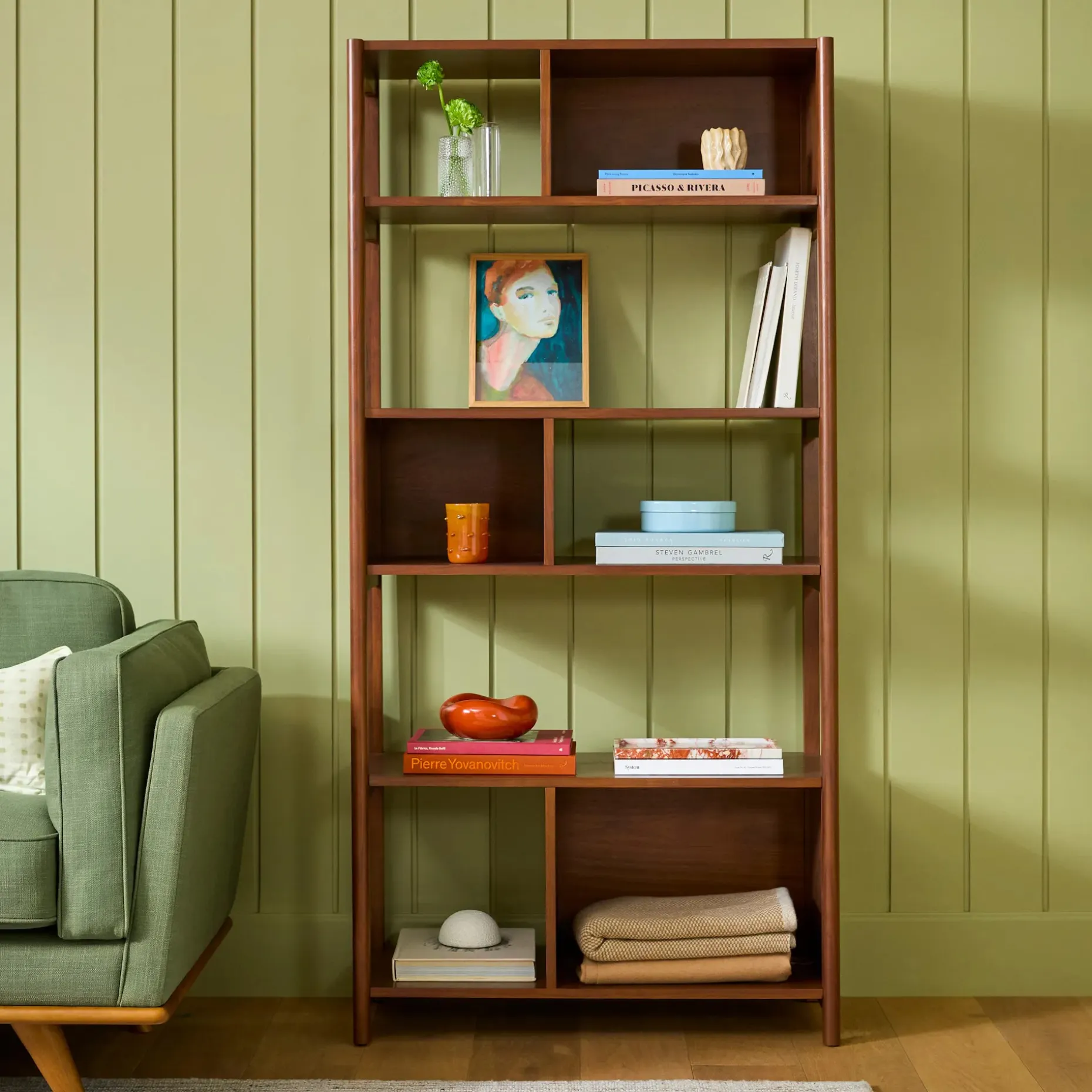 Mysen 34" Bookcase, Tall - Walnut