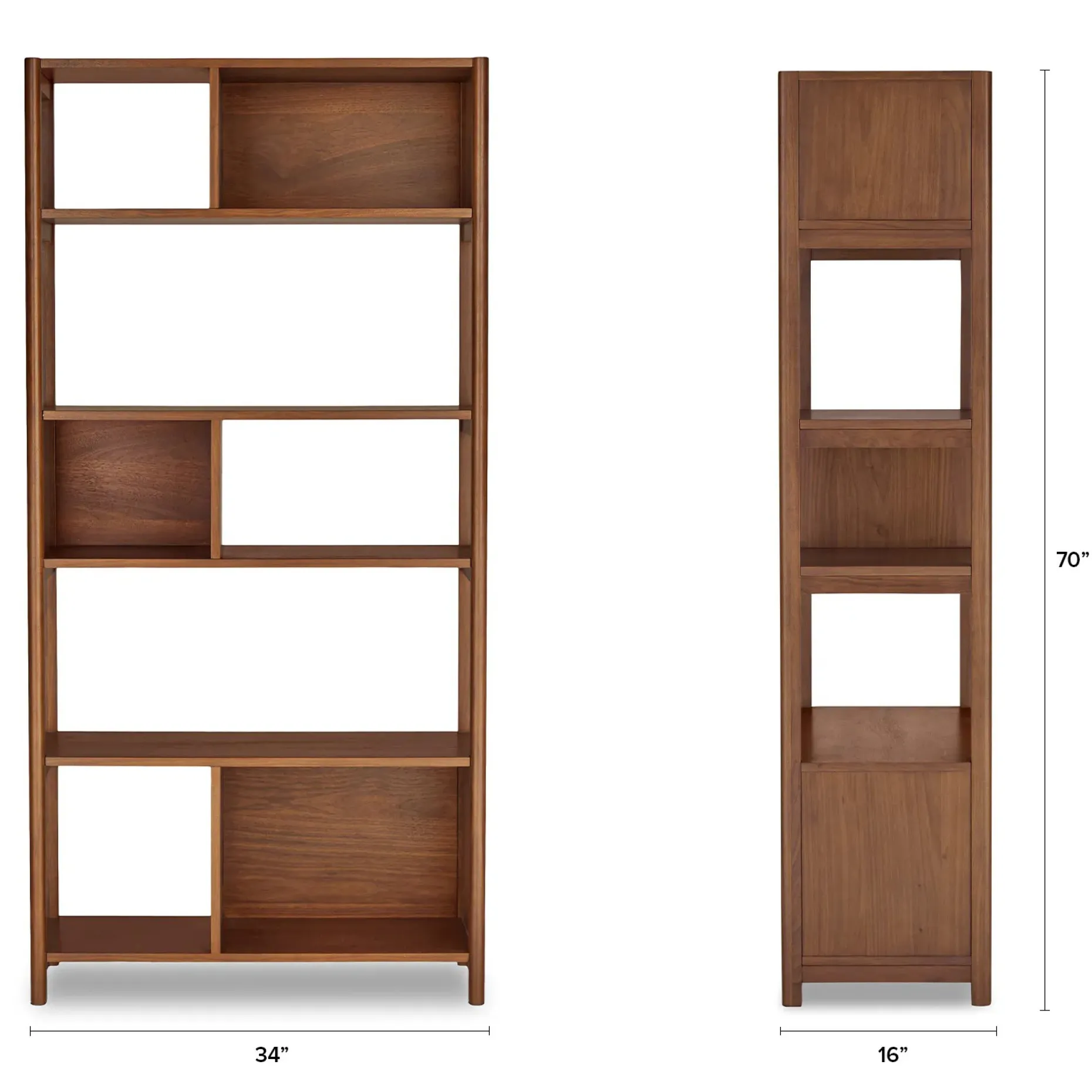 Mysen 34" Bookcase, Tall - Walnut
