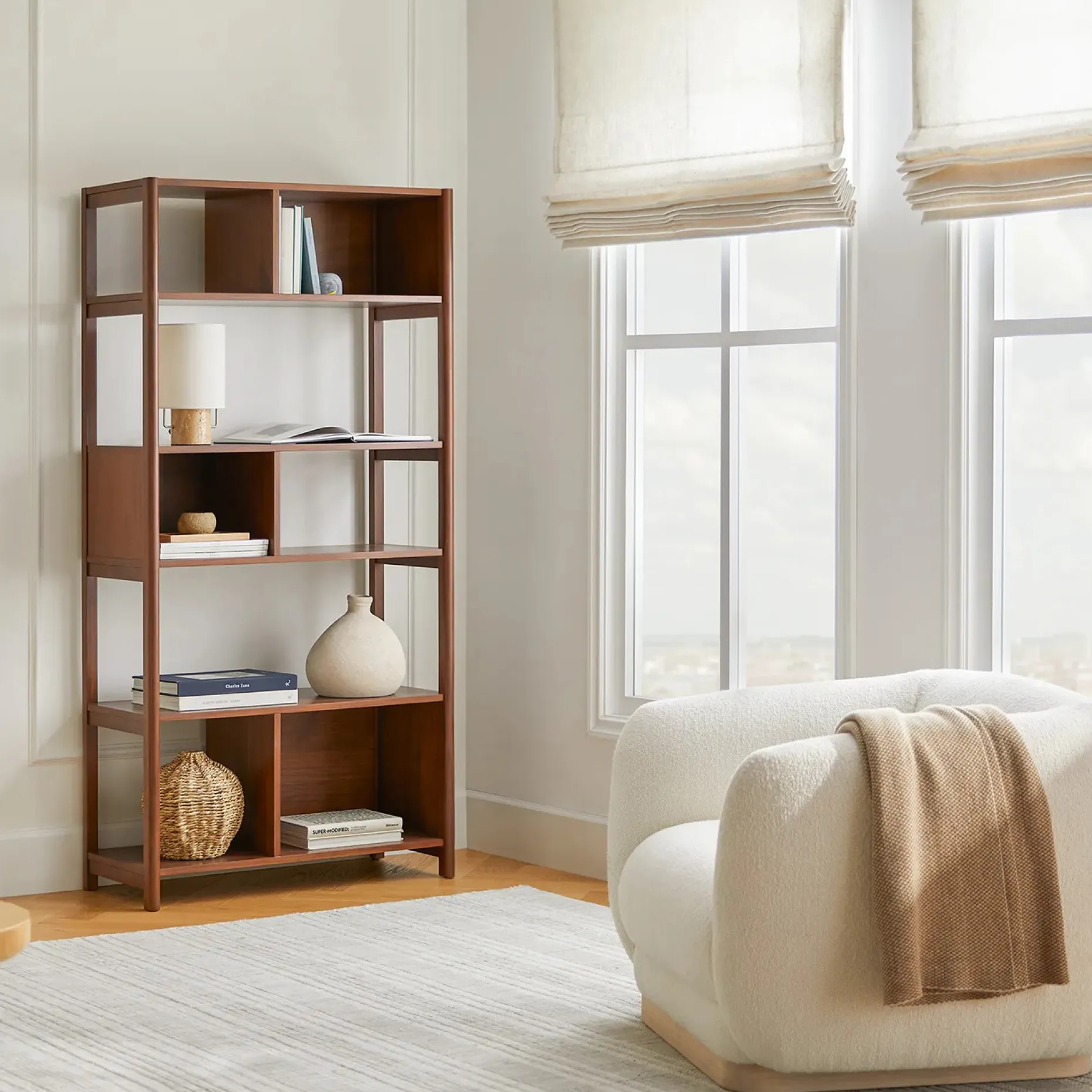 Mysen 34" Bookcase, Tall - Walnut