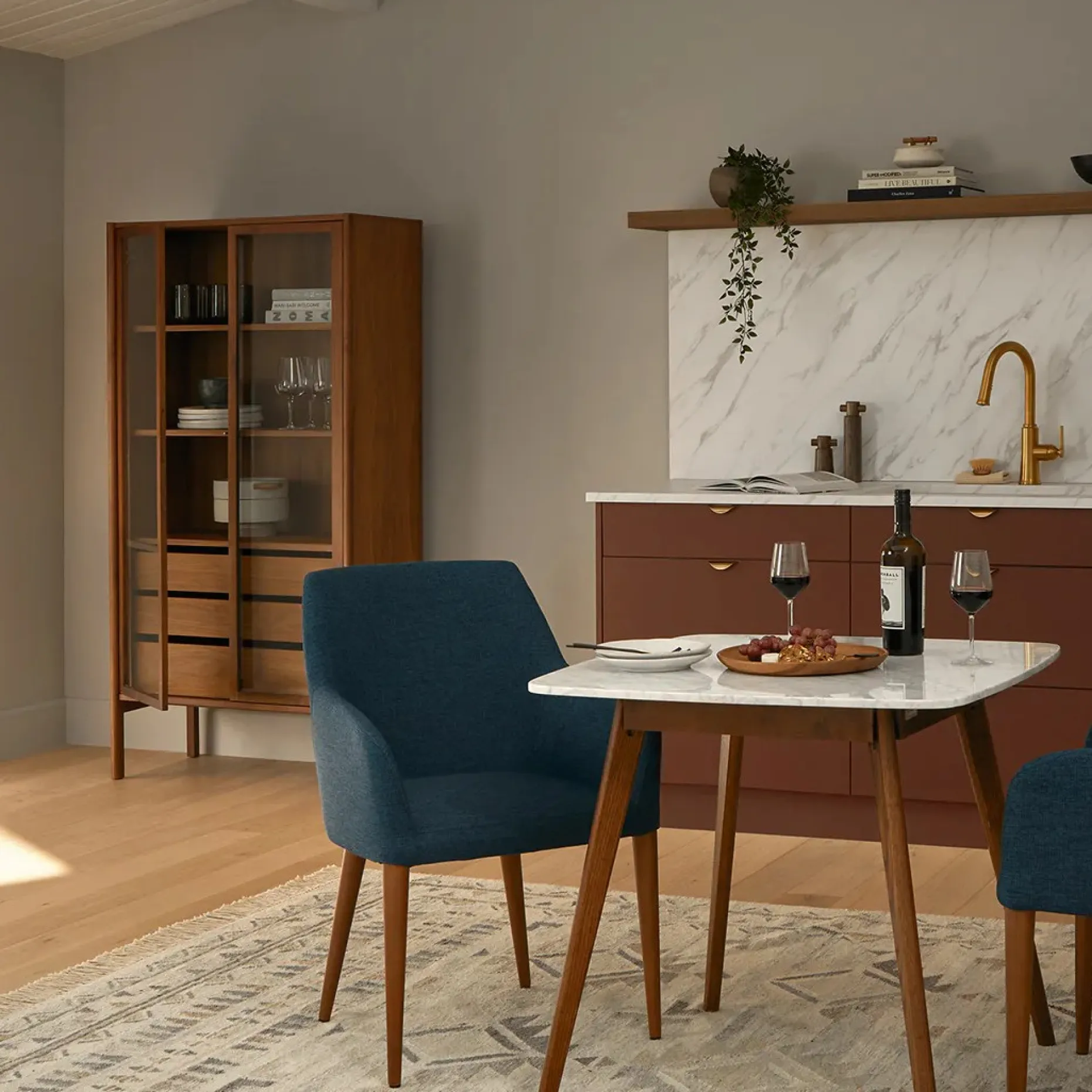 Mysen 35.5" Glass Cabinet - Walnut