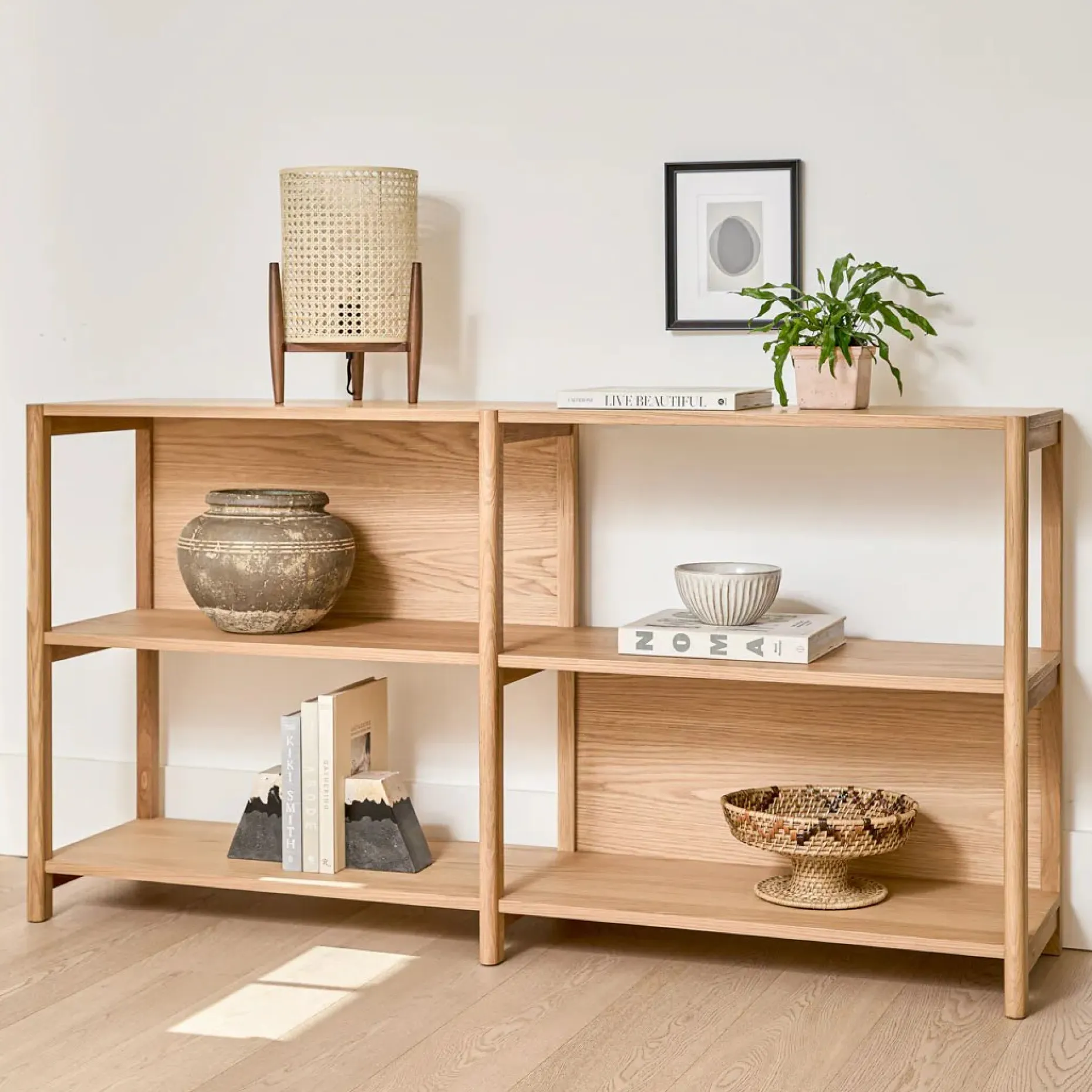 Mysen 64" Shelving Unit, Short - Natural Oak