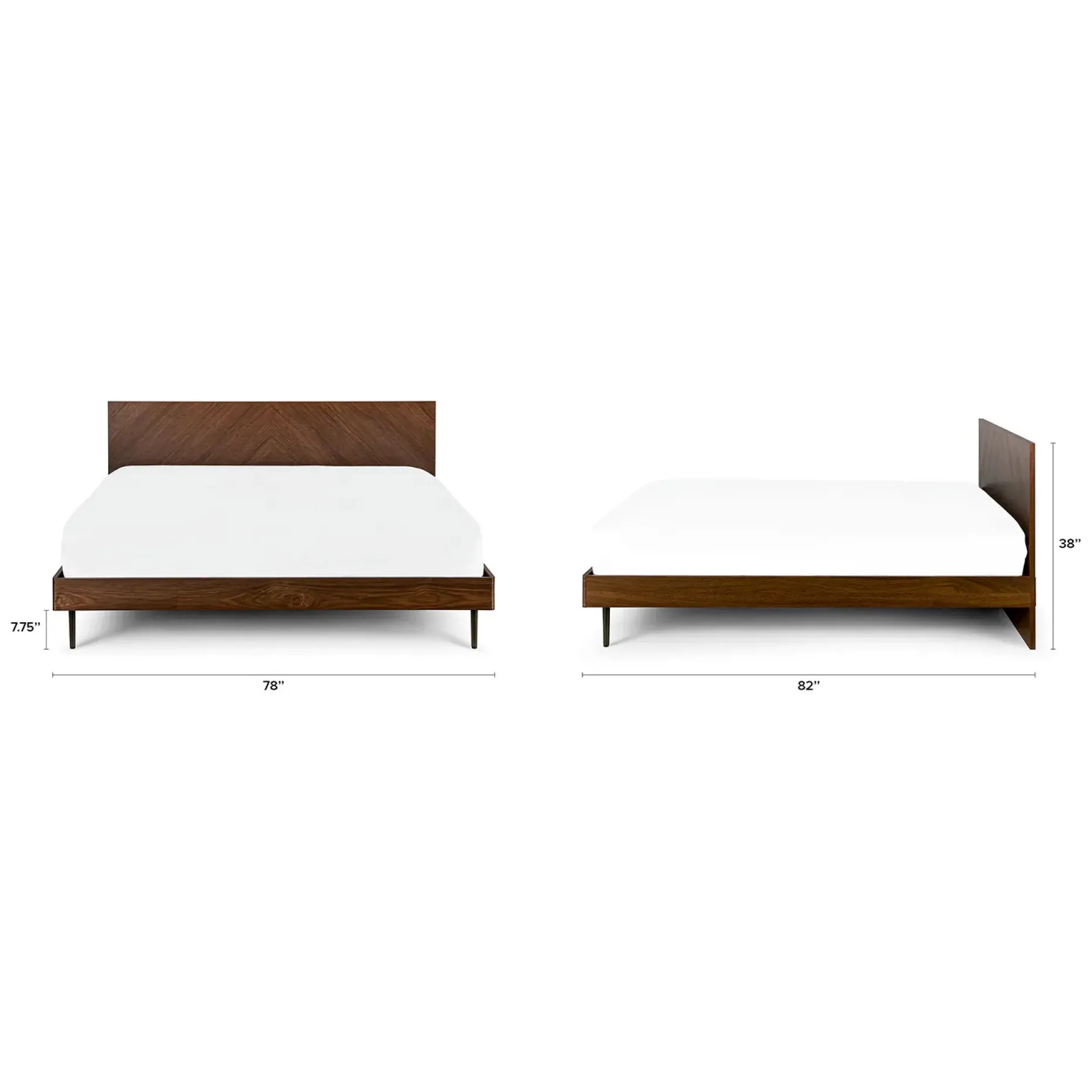 Nera King Low Profile Bed - Walnut