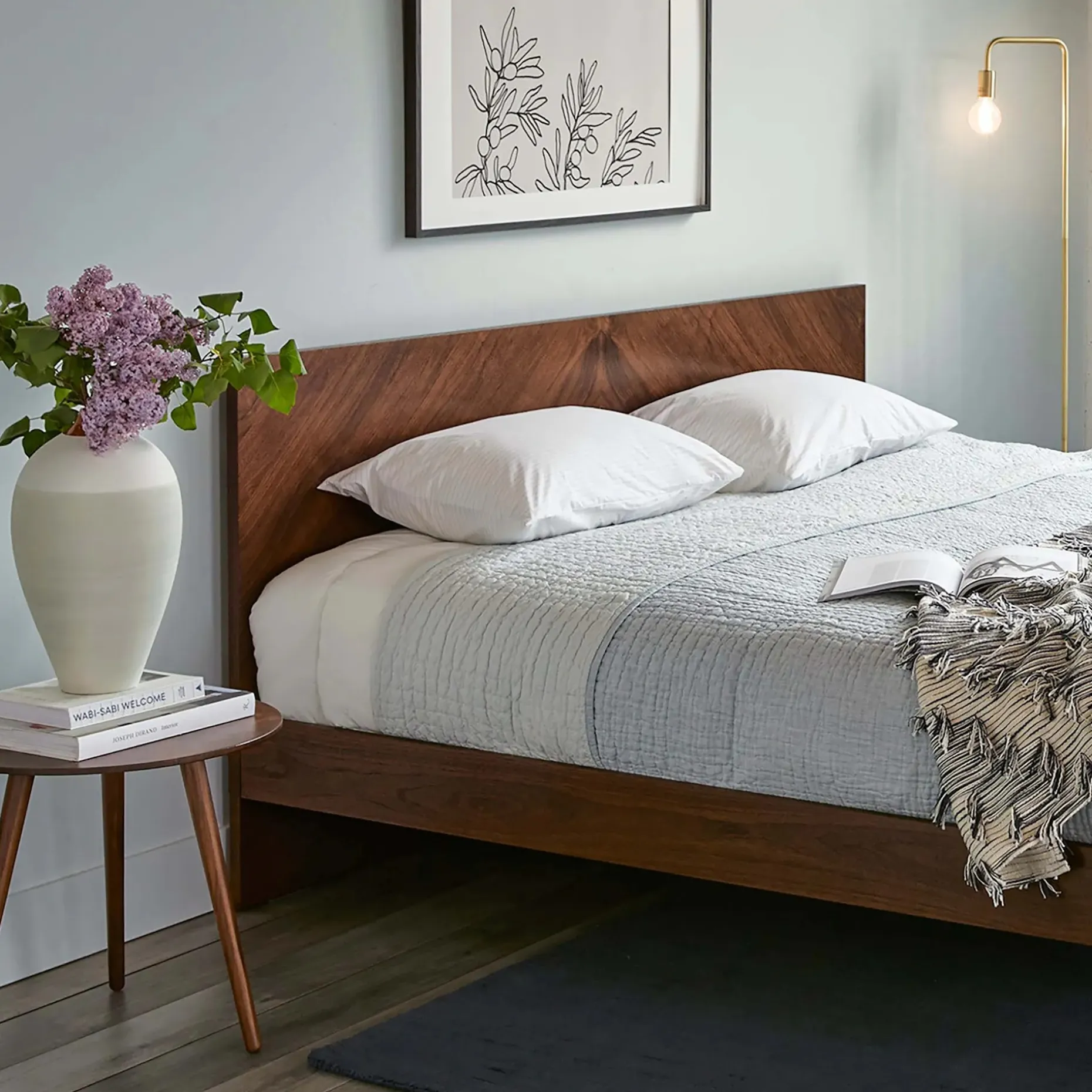 Nera King Low Profile Bed - Walnut