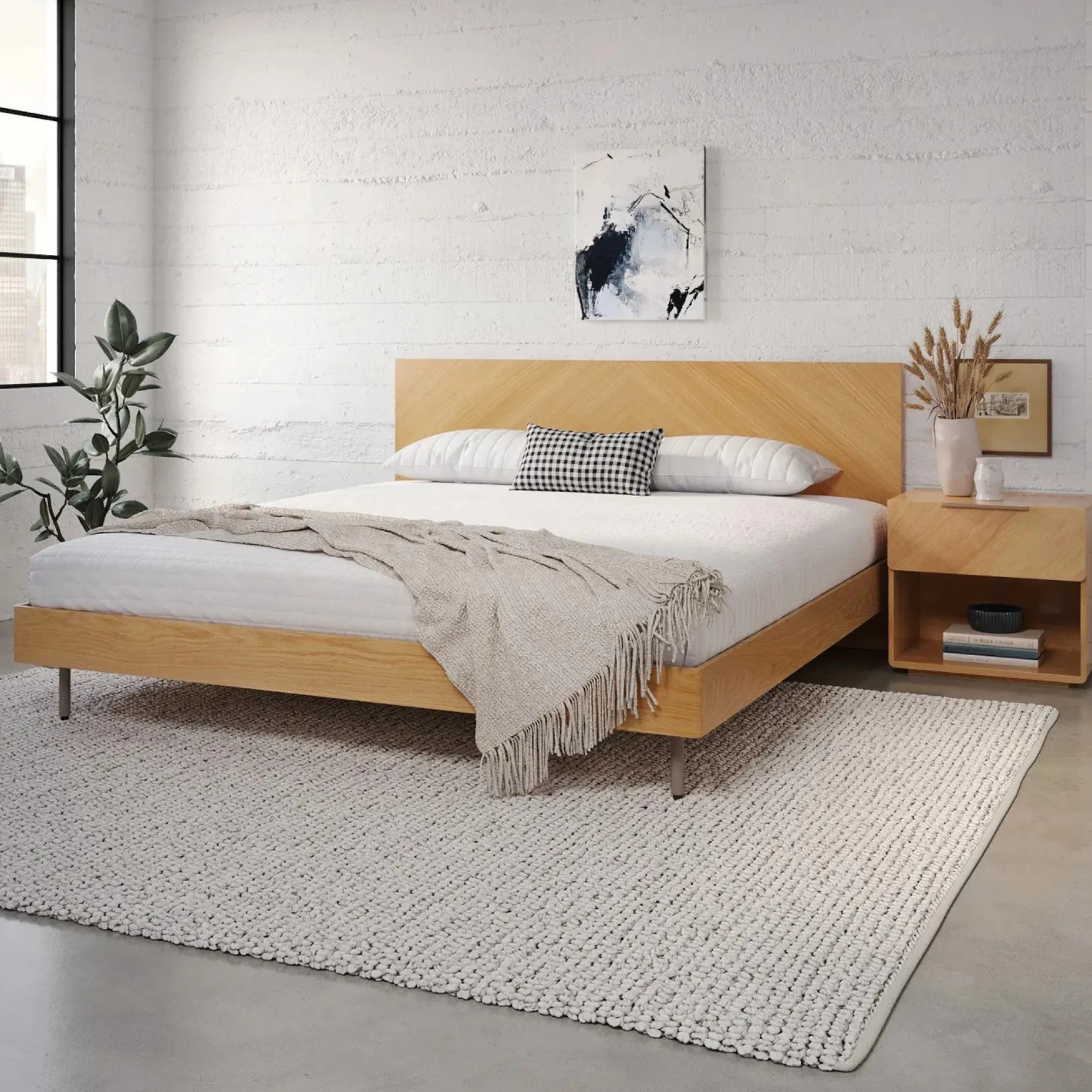 Nera King Low Profile Bed - Walnut