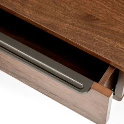 Nera King Low Profile Bed with Nightstands Set - Walnut