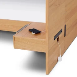 Nera King Low Profile Bed with Nightstands Set - Oak
